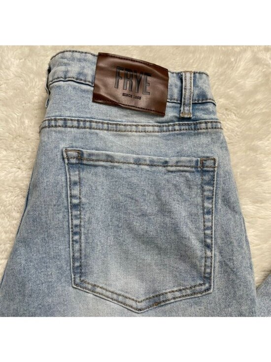 Frye Denim - Frye Denim Jeans Size 10 30 Light Wash Straight Leg Mid Rise Spots Comfort Distr